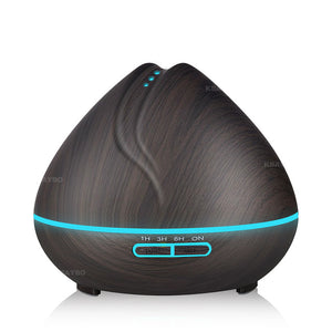 400ml Ultrasonic Air Humidifier with Wood Grain 7 Color Changing LED Light