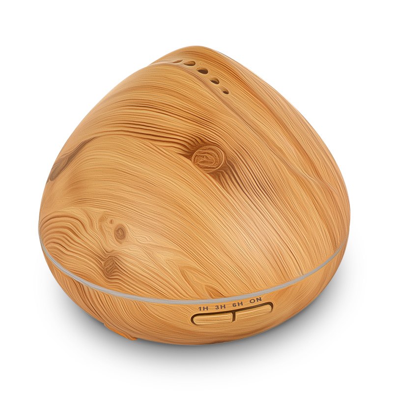 400ml Ultrasonic Air Humidifier with Wood Grain 7 Color Changing LED Light