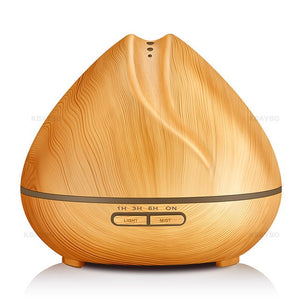 400ml Ultrasonic Air Humidifier with Wood Grain 7 Color Changing LED Light