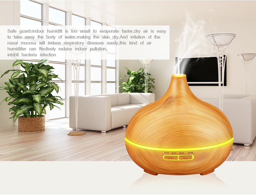 300ml Mist Air Humidifier/Essential Oil Wood Grain Diffuser
