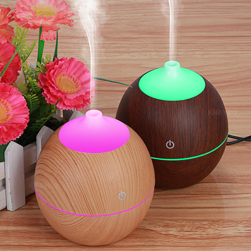 130ml USB Air Humidifier - Wood Grain Changing LED Lights
