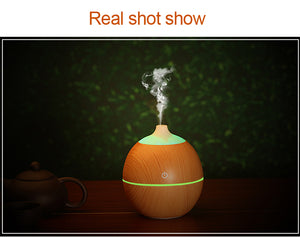 130ml USB Air Humidifier - Wood Grain Changing LED Lights