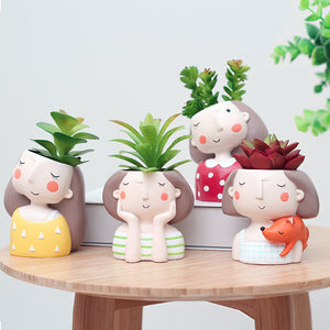 Beautiful Girls Mini Bonsai and Succulent Planter Pot - 1 Pcs