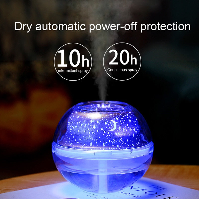 500ml USB Crystal Night Lamp Mist Diffuser